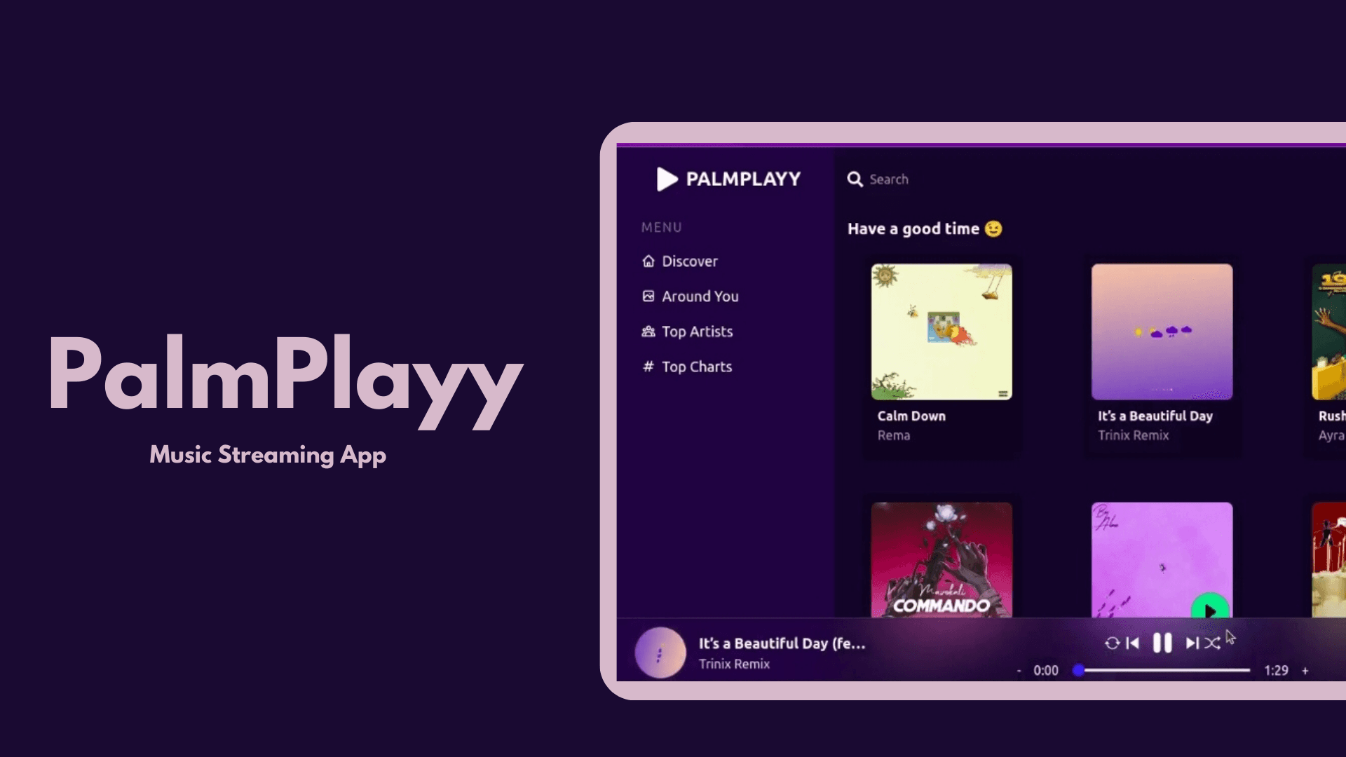 Palmplayy — Music streaming app to discover artists, charts, and new tracks